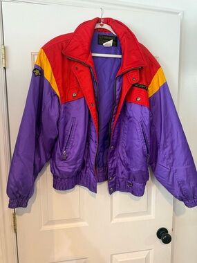Descente Vintage Colorblock Ski Jacket - Purple, Red & Yellow